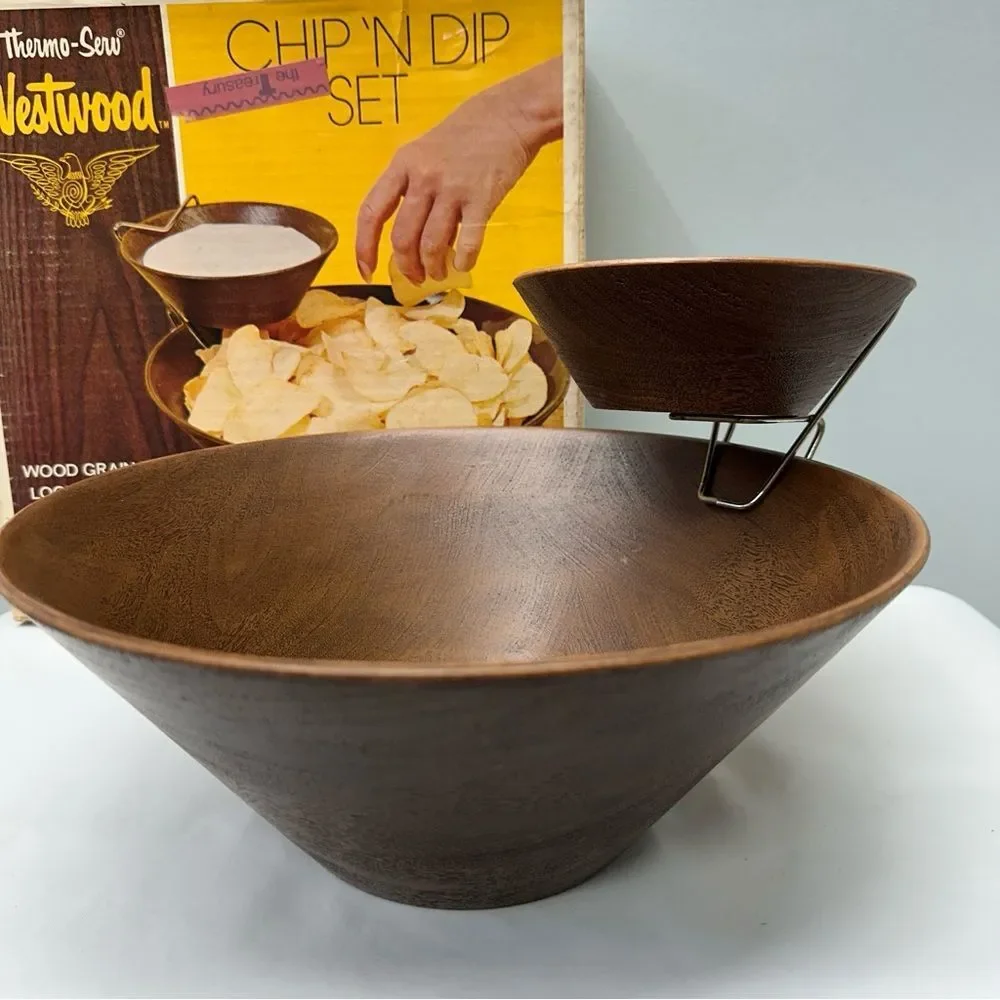 NEW rare vintage Thermo-Serv‎ Westwood chip 'n dip set. gorgeous set! MCM